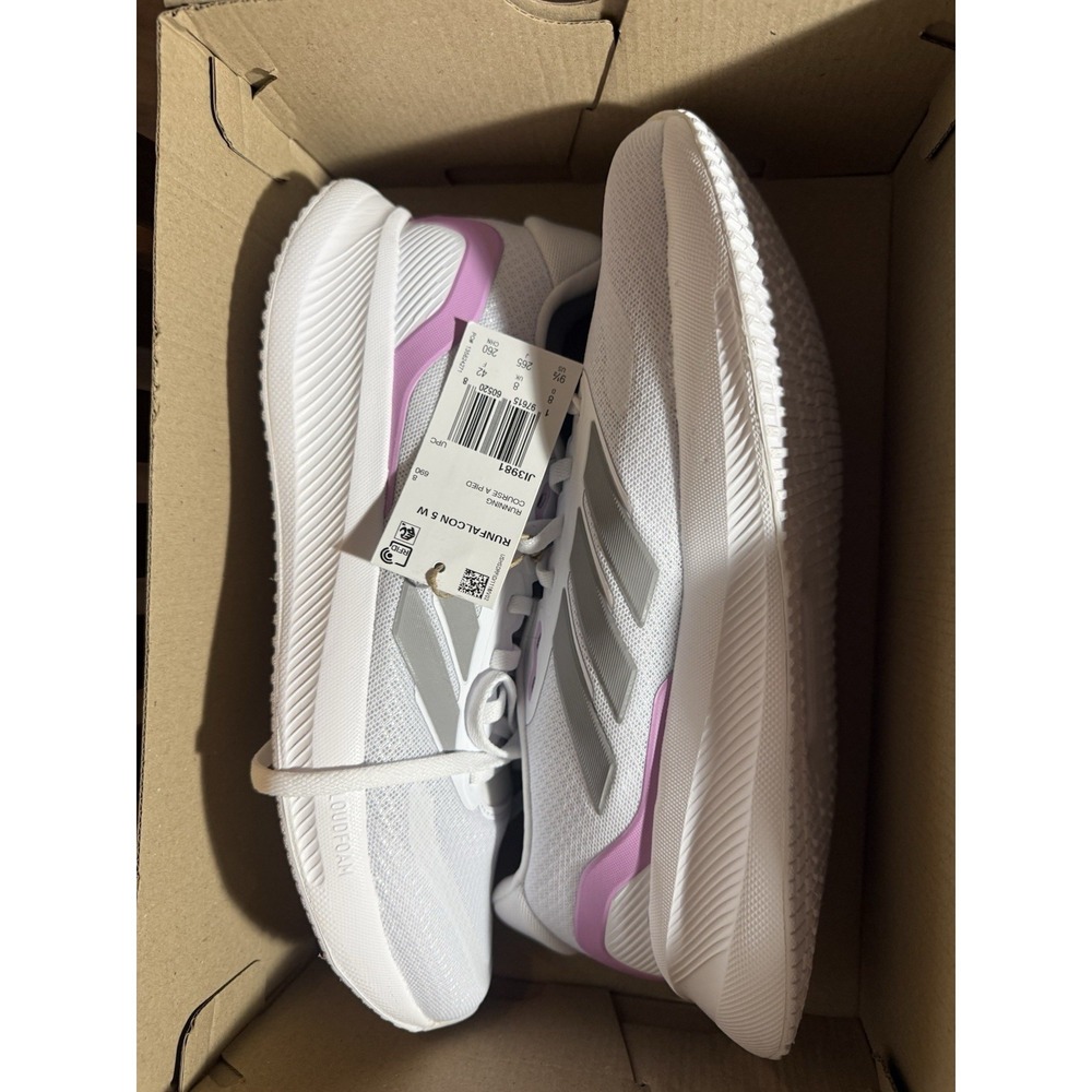 ADIDAS RUNFALCON 5 W Women White Pink Grey Running  Shoe Low Top NEW IN BOX